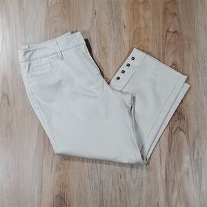 🩵Zac & Rachel Tan w/Studded Ankle Slim Crop Pants Size 6/28